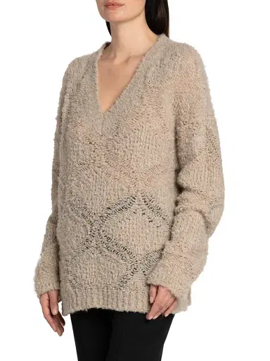 Giorgio Armani Women's Textured V-Neck Sweater | Thumbnail 4 Giorgio Armani Women's Textured V-Neck Sweater | Thumbnail 4