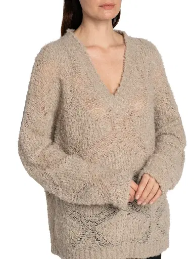 Giorgio Armani Women's Textured V-Neck Sweater | Thumbnail 6 Giorgio Armani Women's Textured V-Neck Sweater | Thumbnail 6