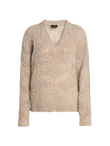 Giorgio Armani Women's Textured V-Neck Sweater | Thumbnail 1 Giorgio Armani Women's Textured V-Neck Sweater | Thumbnail 1