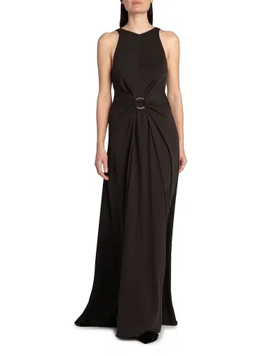 Giorgio Armani Women's Silk O-Ring Maxi Dress - Dark Brown - Size 8 | Thumbnail 2 Giorgio Armani Women's Silk O-Ring Maxi Dress - Dark Brown - Size 8 | Thumbnail 2