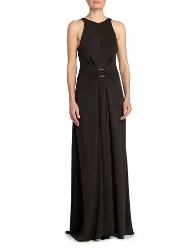 Giorgio Armani Women's Silk O-Ring Maxi Dress - Dark Brown - Size 8 | Thumbnail 3 Giorgio Armani Women's Silk O-Ring Maxi Dress - Dark Brown - Size 8 | Thumbnail 3
