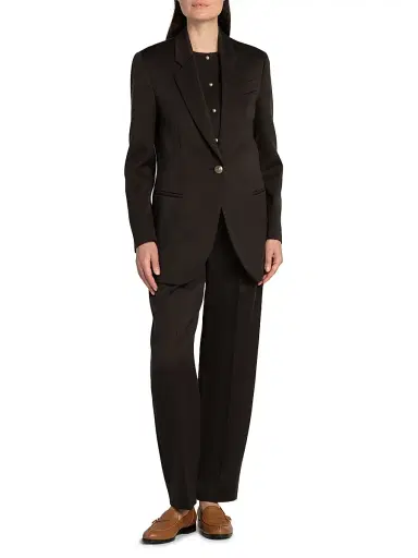 Giorgio Armani Women's Wool One-Button Blazer - Dark Brown - Size 8 | Thumbnail 2