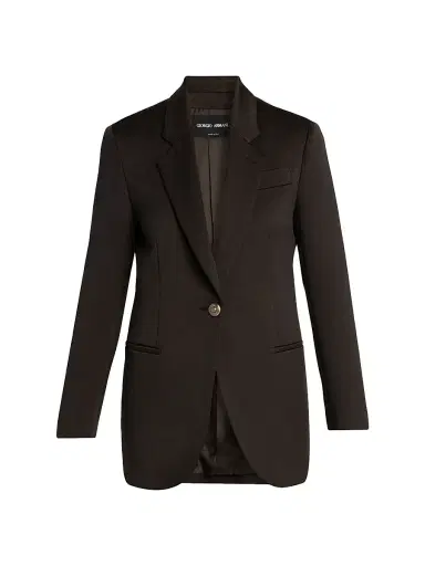 Giorgio Armani Women's Wool One-Button Blazer - Dark Brown - Size 8 | Thumbnail 1