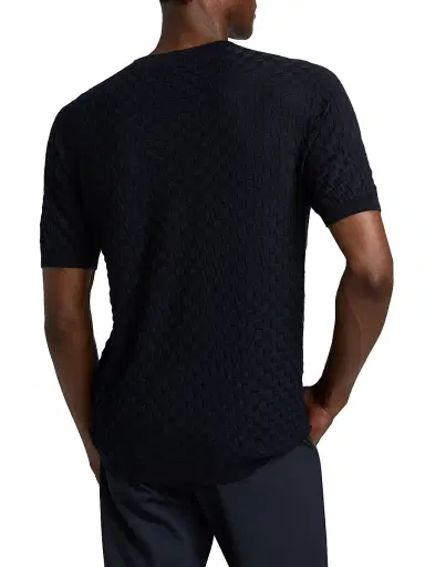 Giorgio Armani Men's Textured Knit Cashmere-Silk Crewneck Sweater - Night Blue - Size 46 | Thumbnail 5 Giorgio Armani Men's Textured Knit Cashmere-Silk Crewneck Sweater - Night Blue - Size 46 | Thumbnail 5