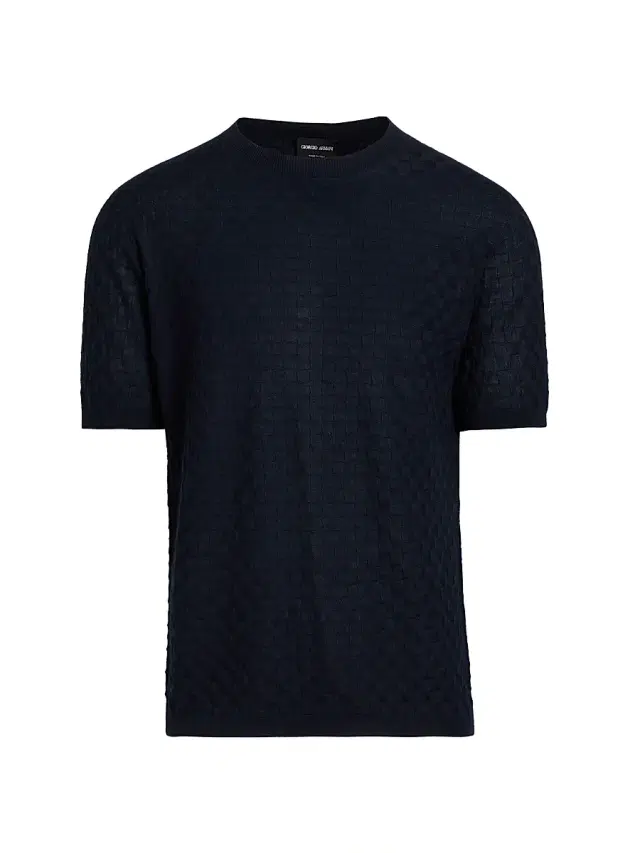 Giorgio Armani Men's Textured Knit Cashmere-Silk Crewneck Sweater - Night Blue