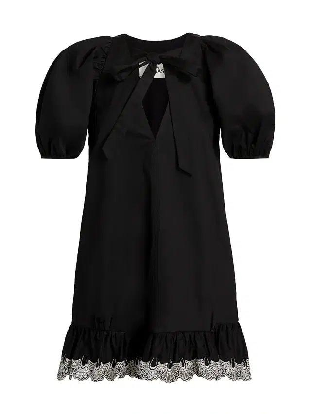 Kika Vargas Women's Kimberly Lace-Trim Stretch-Cotton Minidress - Black