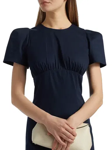 Kika Vargas Women's Sygne Ruched Stretch-Cotton Crewneck Midi-Dress - Navy | Thumbnail 6 Kika Vargas Women's Sygne Ruched Stretch-Cotton Crewneck Midi-Dress - Navy | Thumbnail 6