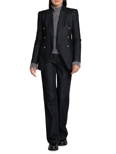 Giorgio Armani Women's Textured Straight-Leg Jeans - Blue Black - Size 2 | Thumbnail 2