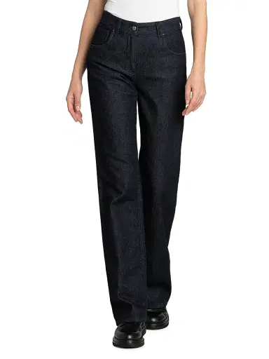 Giorgio Armani Women's Textured Straight-Leg Jeans - Blue Black - Size 2 | Thumbnail 3