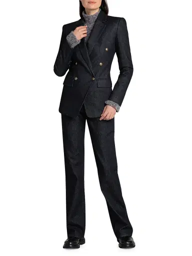 Giorgio Armani Women's Textured Double-Breasted Blazer - Blue Black - Size 6 | Thumbnail 2 Giorgio Armani Women's Textured Double-Breasted Blazer - Blue Black - Size 6 | Thumbnail 2
