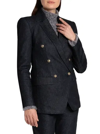 Giorgio Armani Women's Textured Double-Breasted Blazer - Blue Black - Size 6 | Thumbnail 4 Giorgio Armani Women's Textured Double-Breasted Blazer - Blue Black - Size 6 | Thumbnail 4