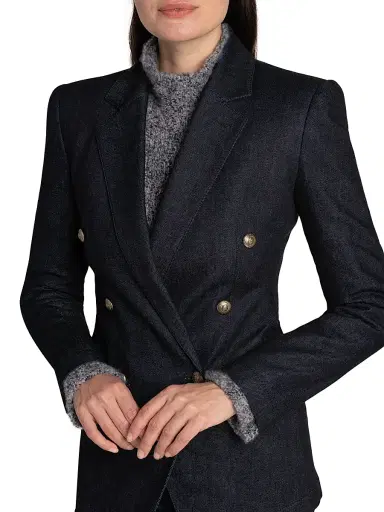 Giorgio Armani Women's Textured Double-Breasted Blazer - Blue Black - Size 6 | Thumbnail 6 Giorgio Armani Women's Textured Double-Breasted Blazer - Blue Black - Size 6 | Thumbnail 6
