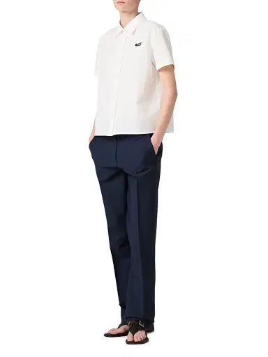 Miu Miu Women's Slubbed Poplin Shirt - White - Size 6 | Thumbnail 4
