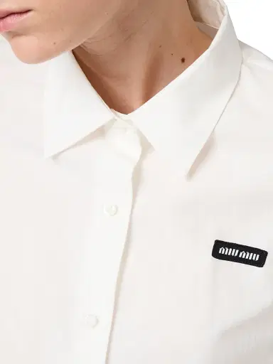 Miu Miu Women's Slubbed Poplin Shirt - White - Size 6 | Thumbnail 5