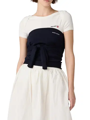 Miu Miu Women's Petit Bateau Stretch Jersey Bodysuit - White - Size Medium | Thumbnail 2