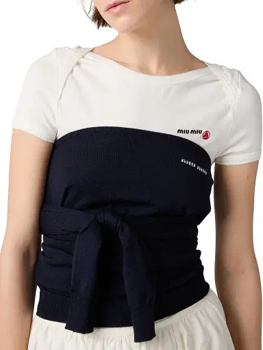 Miu Miu Women's Petit Bateau Stretch Jersey Bodysuit - White - Size Medium | Thumbnail 4