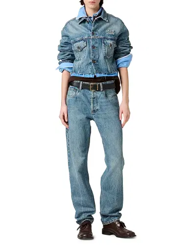 Miu Miu Women's Denim and Poplin Five-Pocket Jeans - Blue - Size 26 | Thumbnail 7