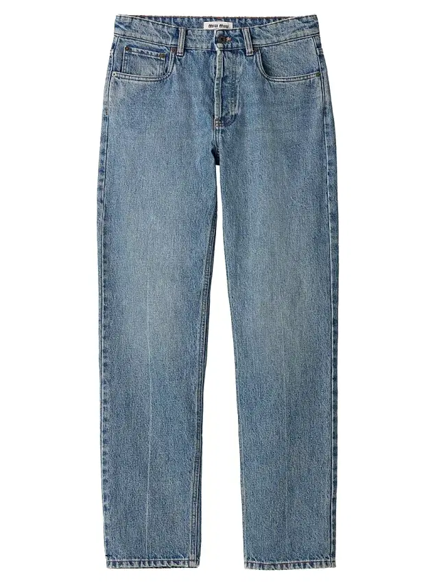 Women's Denim and Poplin Five-Pocket Jeans - Blue