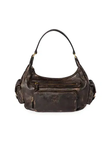 Miu Miu Women's Pocket Nappa Leather Shoulder Bag - Brown | Thumbnail 1 Miu Miu Women's Pocket Nappa Leather Shoulder Bag - Brown | Thumbnail 1