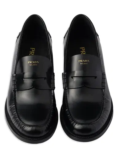 Prada Women's Brushed Leather Loafers - Black - Size 11 | Thumbnail 2