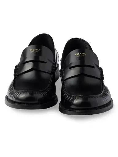Prada Women's Brushed Leather Loafers - Black - Size 11 | Thumbnail 4
