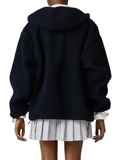 Miu Miu Women's Cotton Fleece Zipper Hoodie - Blue - Size Large | Thumbnail 3