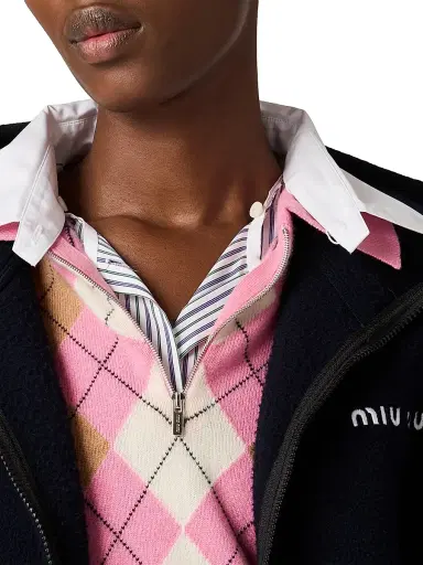 Miu Miu Women's Cotton Fleece Zipper Hoodie - Blue - Size Large | Thumbnail 5
