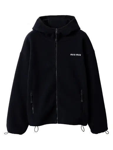 Miu Miu Women's Cotton Fleece Zipper Hoodie - Blue - Size Large | Thumbnail 1