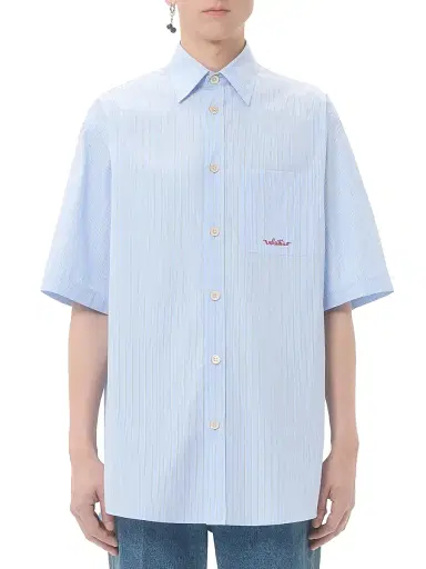 Valentino Garavani Men's Embroidered Cotton Shirt - Sky Blue - Size 16 | Thumbnail 2 Valentino Garavani Men's Embroidered Cotton Shirt - Sky Blue - Size 16 | Thumbnail 2