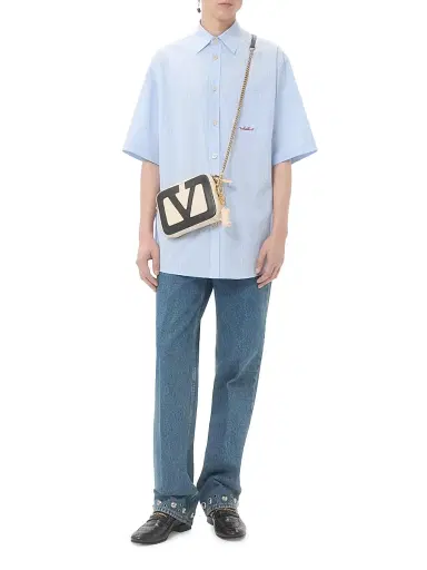 Valentino Garavani Men's Embroidered Cotton Shirt - Sky Blue - Size 16 | Thumbnail 7 Valentino Garavani Men's Embroidered Cotton Shirt - Sky Blue - Size 16 | Thumbnail 7