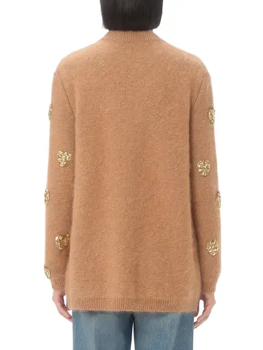 Valentino Garavani Women's Embroidered Cardigan - Camel Gold - Size Large | Thumbnail 4 Valentino Garavani Women's Embroidered Cardigan - Camel Gold - Size Large | Thumbnail 4