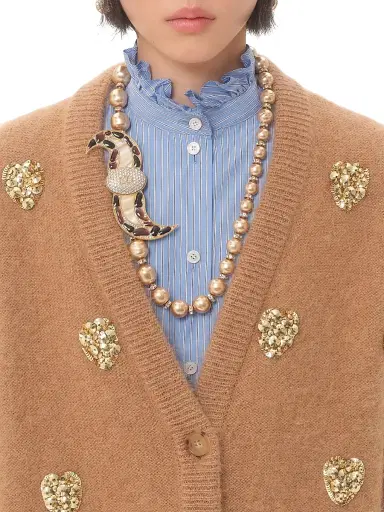 Valentino Garavani Women's Embroidered Cardigan - Camel Gold - Size Large | Thumbnail 5 Valentino Garavani Women's Embroidered Cardigan - Camel Gold - Size Large | Thumbnail 5