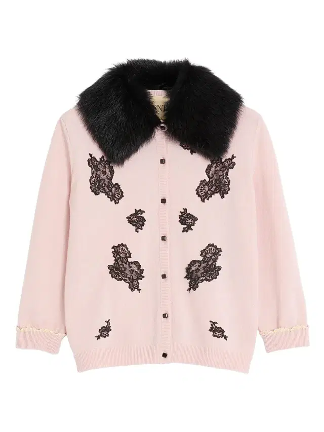 Valentino Garavani Women's Cardigan with Shearling Collar - Rose Black