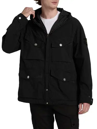 Stone Island Men's Short Parka Coat - Black - Size Small | Thumbnail 3