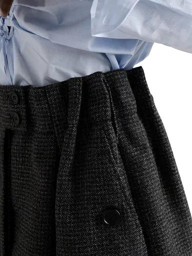 Prada Women's Gingham Check Mouline Wool Miniskirt - Black | Thumbnail 5