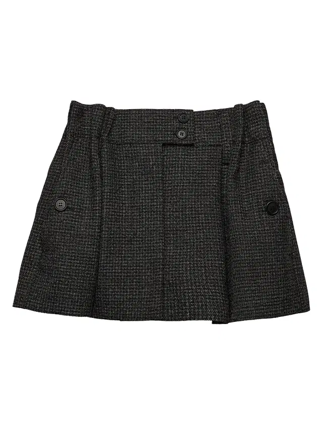 Women's Gingham Check Mouline Wool Miniskirt - Black