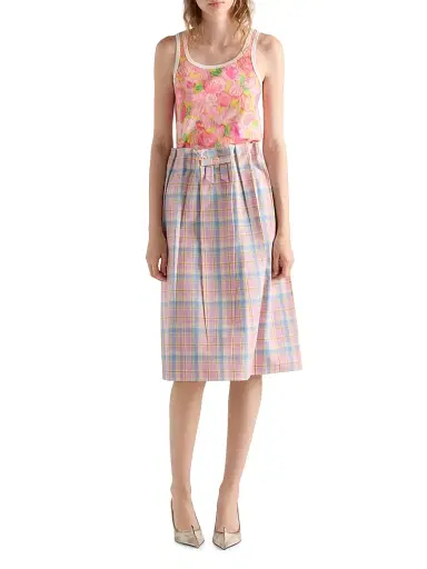 Prada Women's Printed Ribbed Knit Cotton Tank Top - Pink | Thumbnail 6