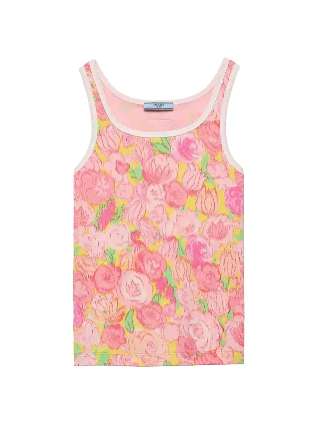 Women's Printed Ribbed Knit Cotton Tank Top - Pink