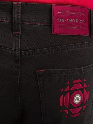 Stefano Ricci Men's Refined Cotton Blend Tapered Jeans - Black - Size 30 | Thumbnail 4