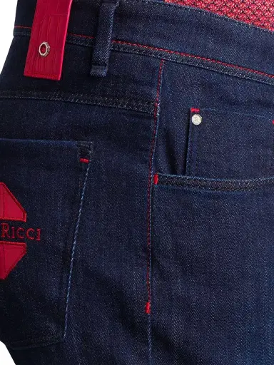 Stefano Ricci Men's Elegant Cotton-Blend Tapered Jeans | Thumbnail 4