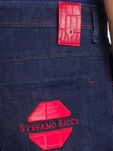 Stefano Ricci Men's Elegant Cotton-Blend Tapered Jeans | Thumbnail 5