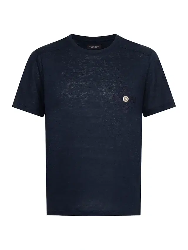 Men's Linen T-Shirt with Metallic Detailing - Midnight Blue