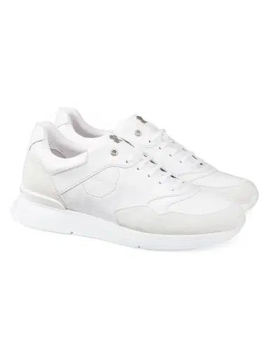 Stefano Ricci Men's Matted Crocodile Suede Calfskin Sneakers - White - Size 10 | Thumbnail 2 Stefano Ricci Men's Matted Crocodile Suede Calfskin Sneakers - White - Size 10 | Thumbnail 2