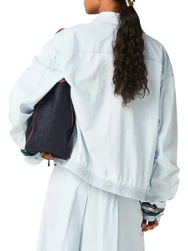 Miu Miu Women's Chambray Blouson Jacket - Blue | Thumbnail 3 Miu Miu Women's Chambray Blouson Jacket - Blue | Thumbnail 3
