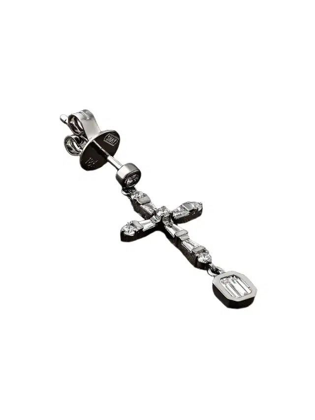 White Gold Diamond Single Earring - Men