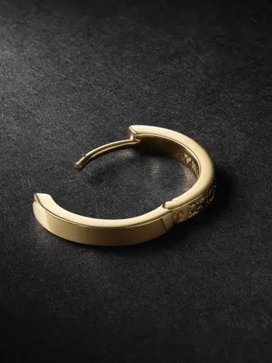 KOLOURS JEWELRY Fortis Medium Gold Diamond Single Hoop Earring - Men | Thumbnail 3