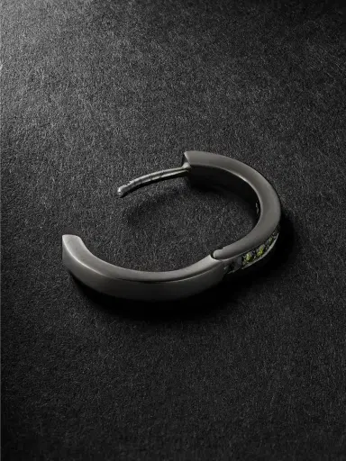 KOLOURS JEWELRY Fortis Medium Blackened Gold Diamond Single Hoop Earring - Men | Thumbnail 3 KOLOURS JEWELRY Fortis Medium Blackened Gold Diamond Single Hoop Earring - Men | Thumbnail 3
