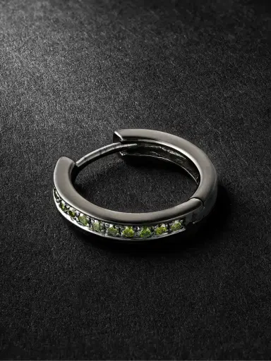 KOLOURS JEWELRY Fortis Medium Blackened Gold Diamond Single Hoop Earring - Men | Thumbnail 1 KOLOURS JEWELRY Fortis Medium Blackened Gold Diamond Single Hoop Earring - Men | Thumbnail 1
