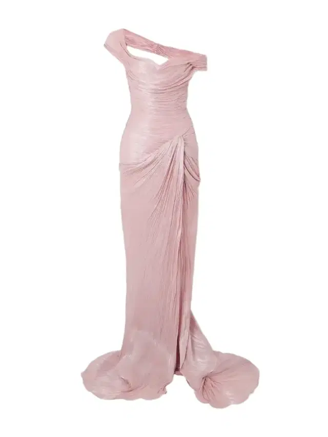 Off-the-shoulder Draped Metallic Plissé-taffeta Gown