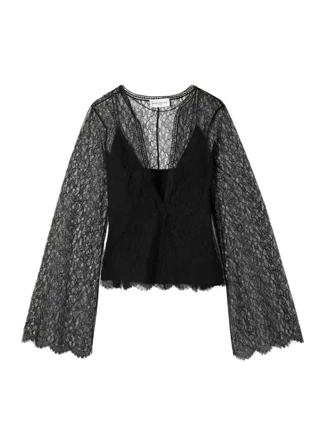 The Eloise Chantilly Lace And Crepe Top